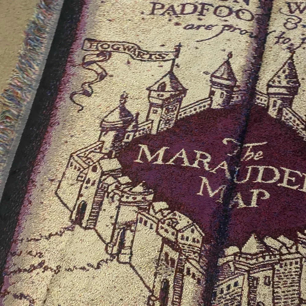 Harry Potter Marauder's Map Woven Tapestry Throw Blanket American Made 48 x 60